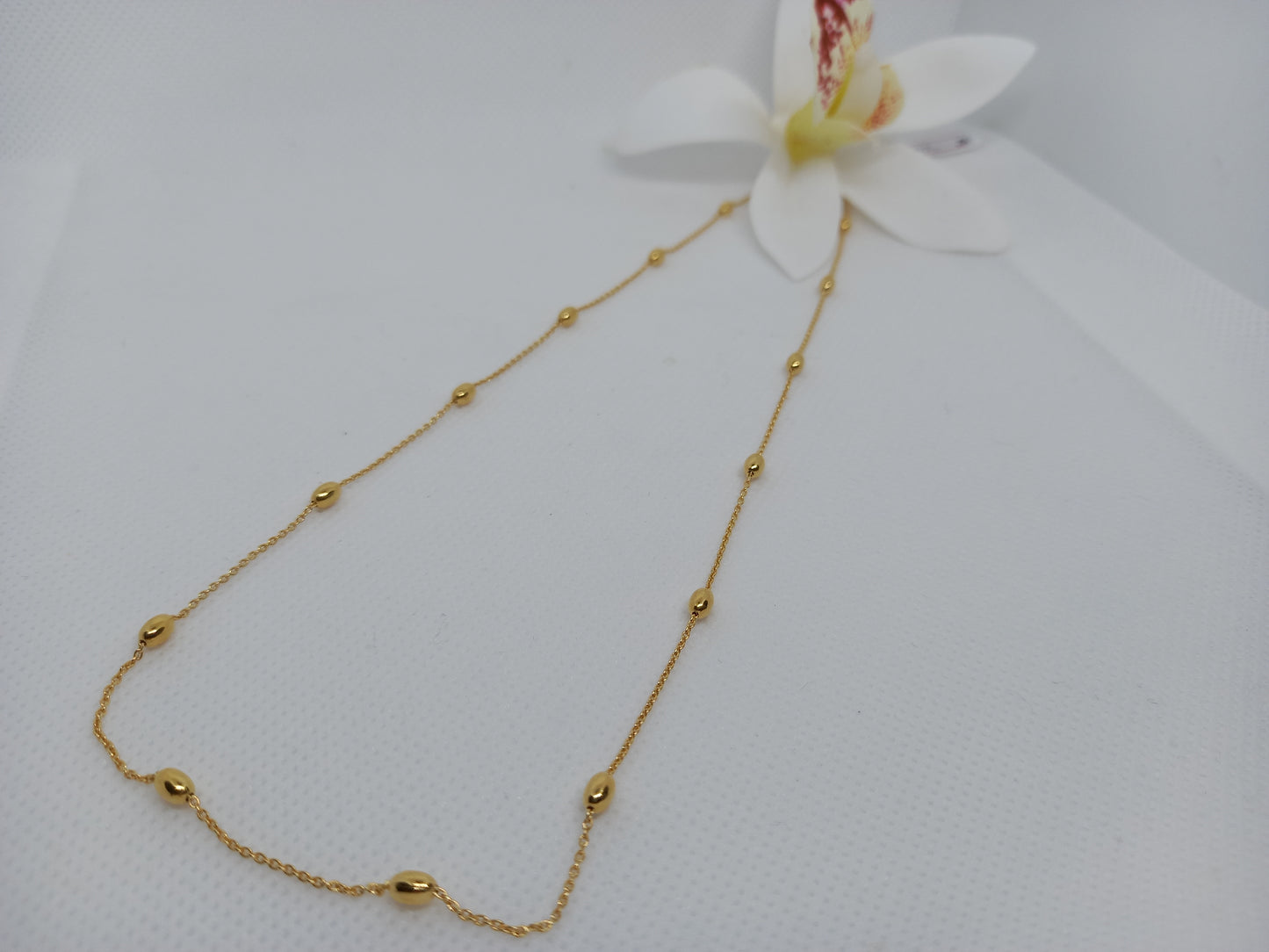 Necklace - Silver Gold plated chain and ball - 45cm