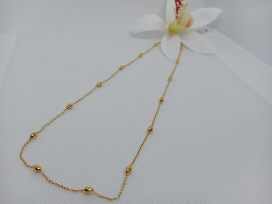 Necklace - Silver Gold plated chain and ball - 45cm