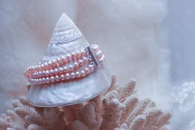 Three Row Freshwater Pink Pearl (5-5.5mm) Bracelet with Silver Clasp