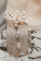 Baroque Pearl String on Silver Chain and Rhodium Plated Magnet Clasp