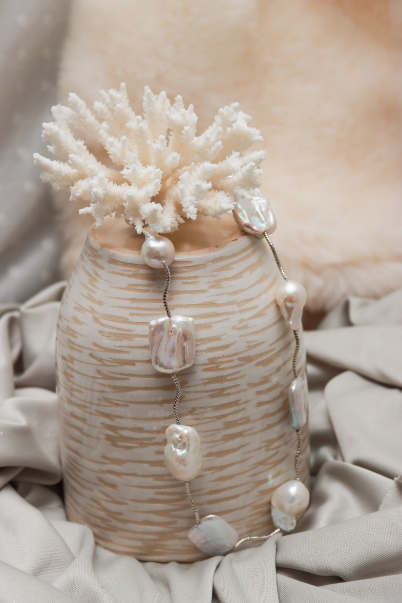 Baroque Pearl String on Silver Chain | Creative Pearls South Africa ...